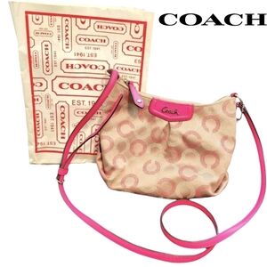 Coach Ashley Dotted OP Art Swingpack Crossbody Bag in Khaki & Pink NWOT